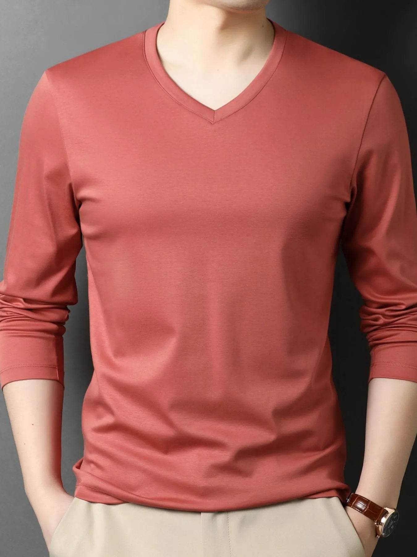 Men's V-Neck Long Sleeve T-Shirt - Tredona LLC