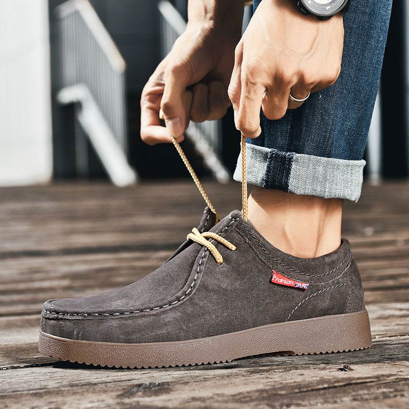 Outdoor Versatility For Traveling Suede British Style Leather Sneakers - Tredona LLC