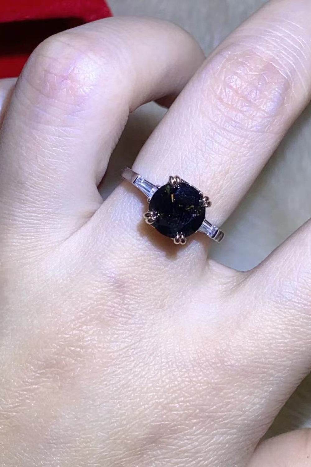 2 Carat Black Moissanite Platinum-Plated Ring - Tredona LLC