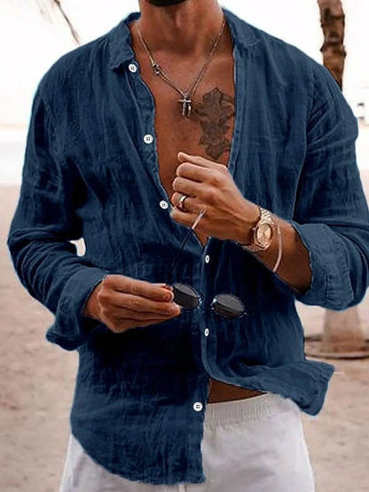 Men's Full Size Button Up Long Sleeve Shirt Plus Size - Tredona LLC