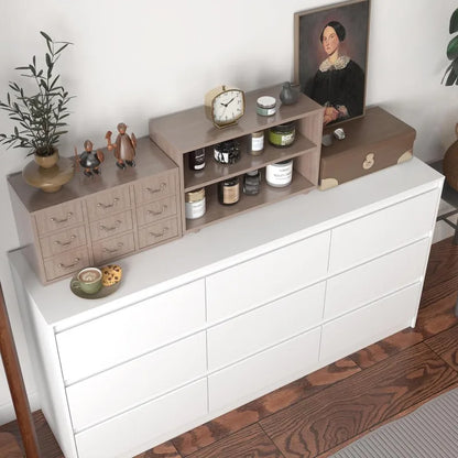 Hitow 9 Drawer Dresser for Bedroom with Deep Drawers, Large Floor Wood Dressers & Chest (63"W x 15.7"D x 31.5"H)
