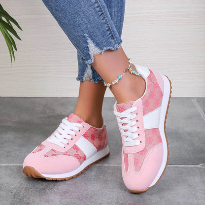 Contrast Round Toe Flat Sneakers - Tredona LLC