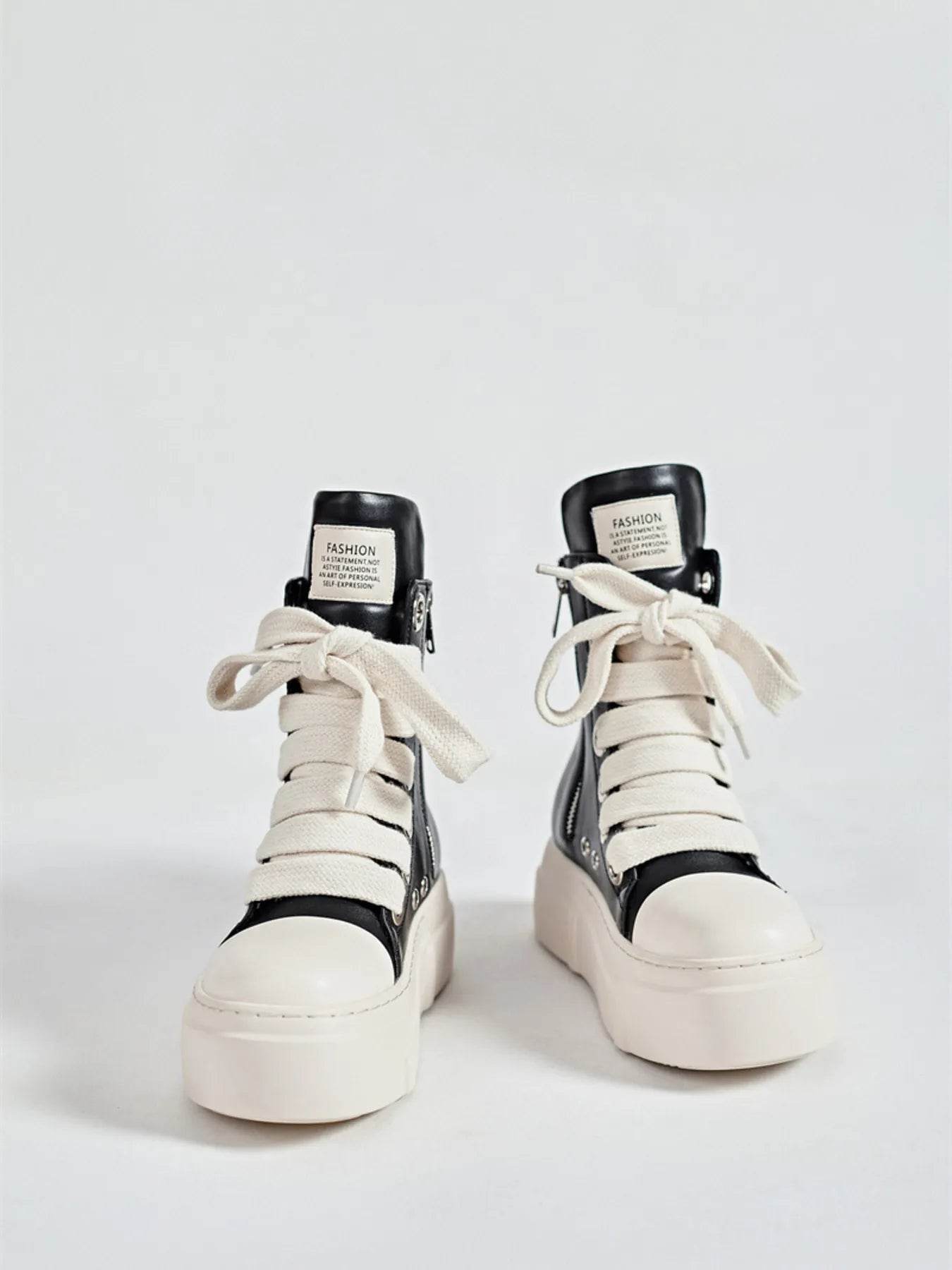 Platform Lace Up Contrast Sneakers - Tredona LLC