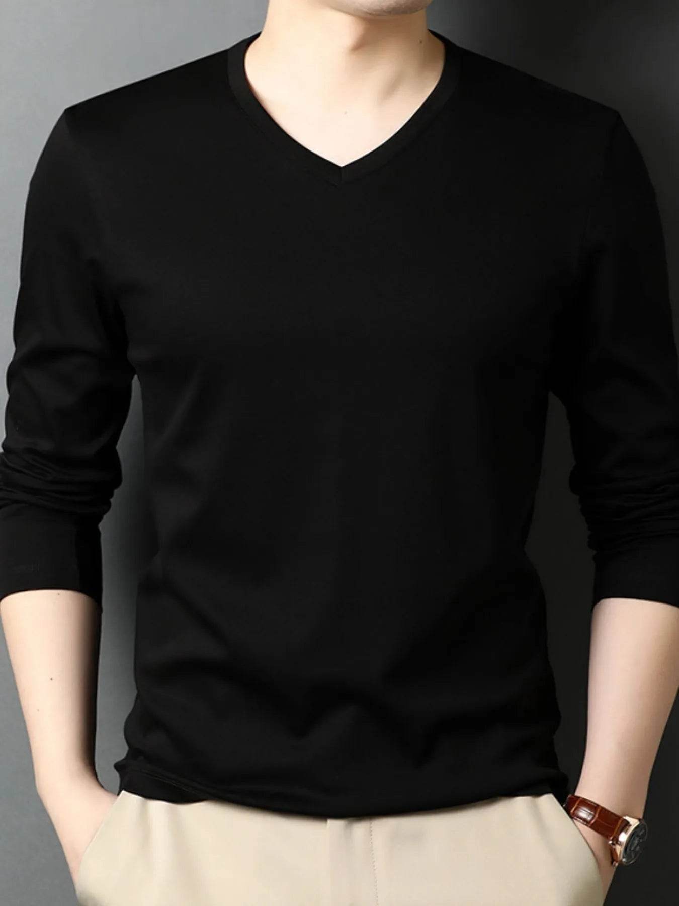 Men's V-Neck Long Sleeve T-Shirt - Tredona LLC