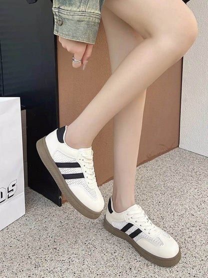 Lace Up Round Toe Platform Sneakers - Tredona LLC