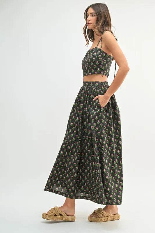 MABLE Floral Crop Top and Skirt Set - Tredona LLC