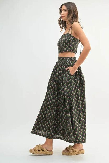 MABLE Floral Crop Top and Skirt Set - Tredona LLC