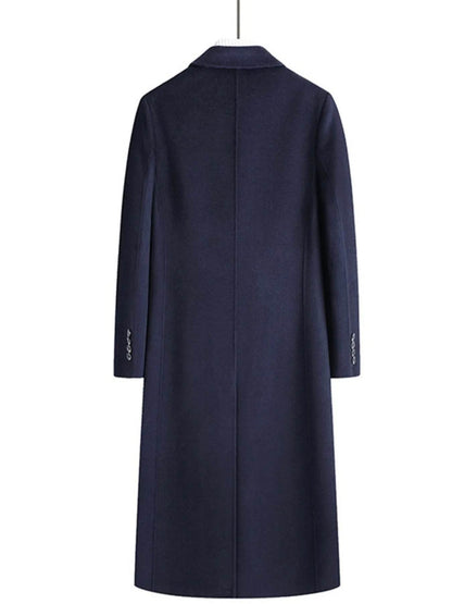 Men's Plus Size Double-Breasted Long Wool Coat - Tredona LLC