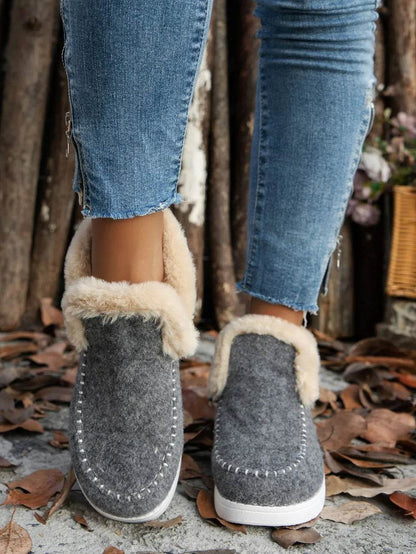 Furry Suede Round Toe Flat Sneakers - Tredona LLC