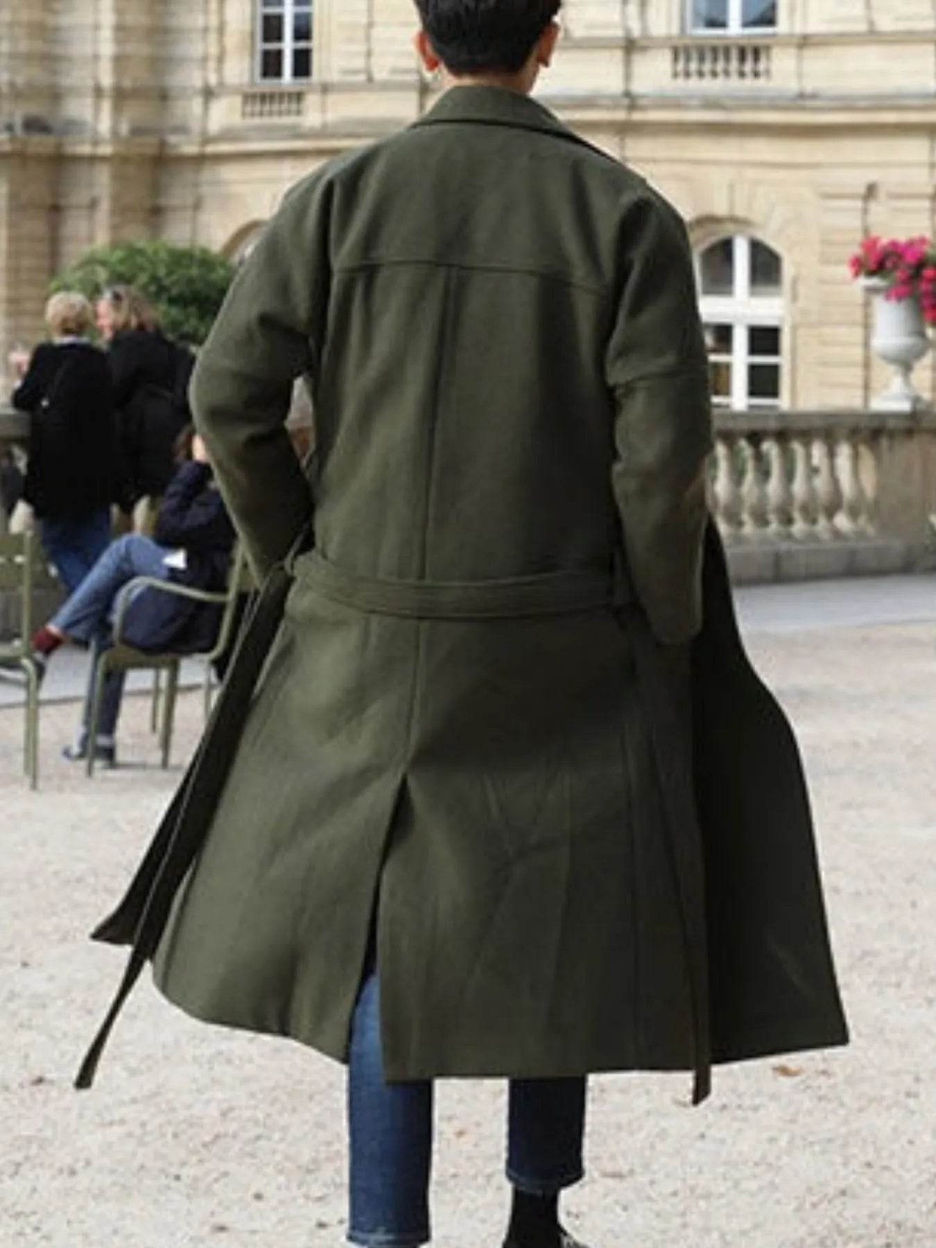 Men's Plus Size Lapel Collar Long Sleeve Longline Coat - Tredona LLC