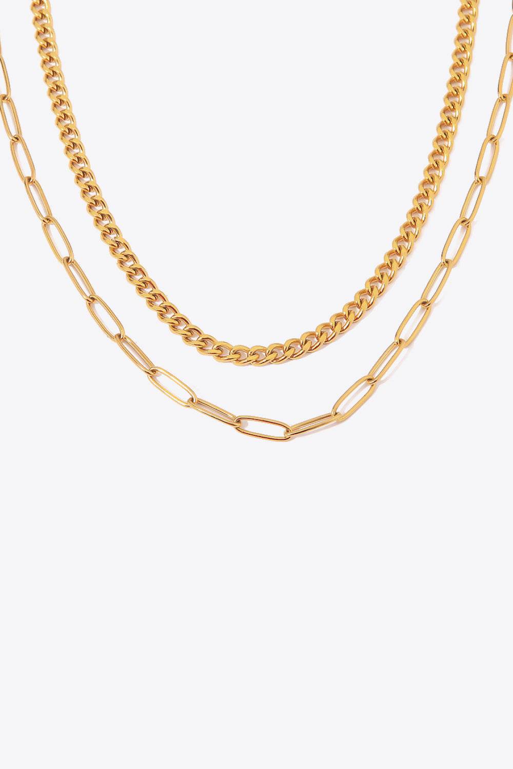 18K Gold Plated Layered Chain Necklace - Tredona LLC