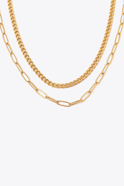 18K Gold Plated Layered Chain Necklace - Tredona LLC