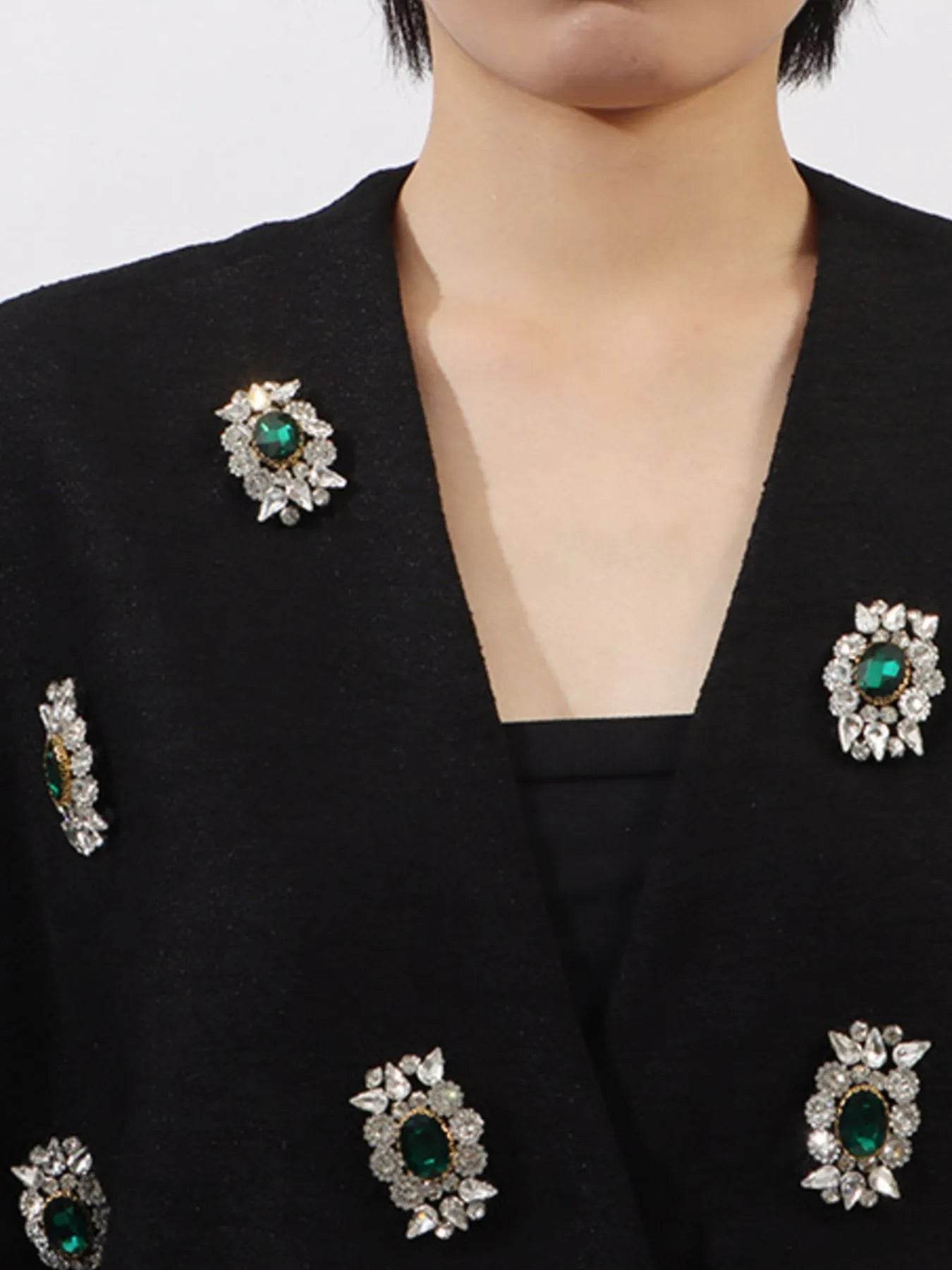 Plus Size Rhinestone Relaxed Fit Vest Coat - Tredona LLC