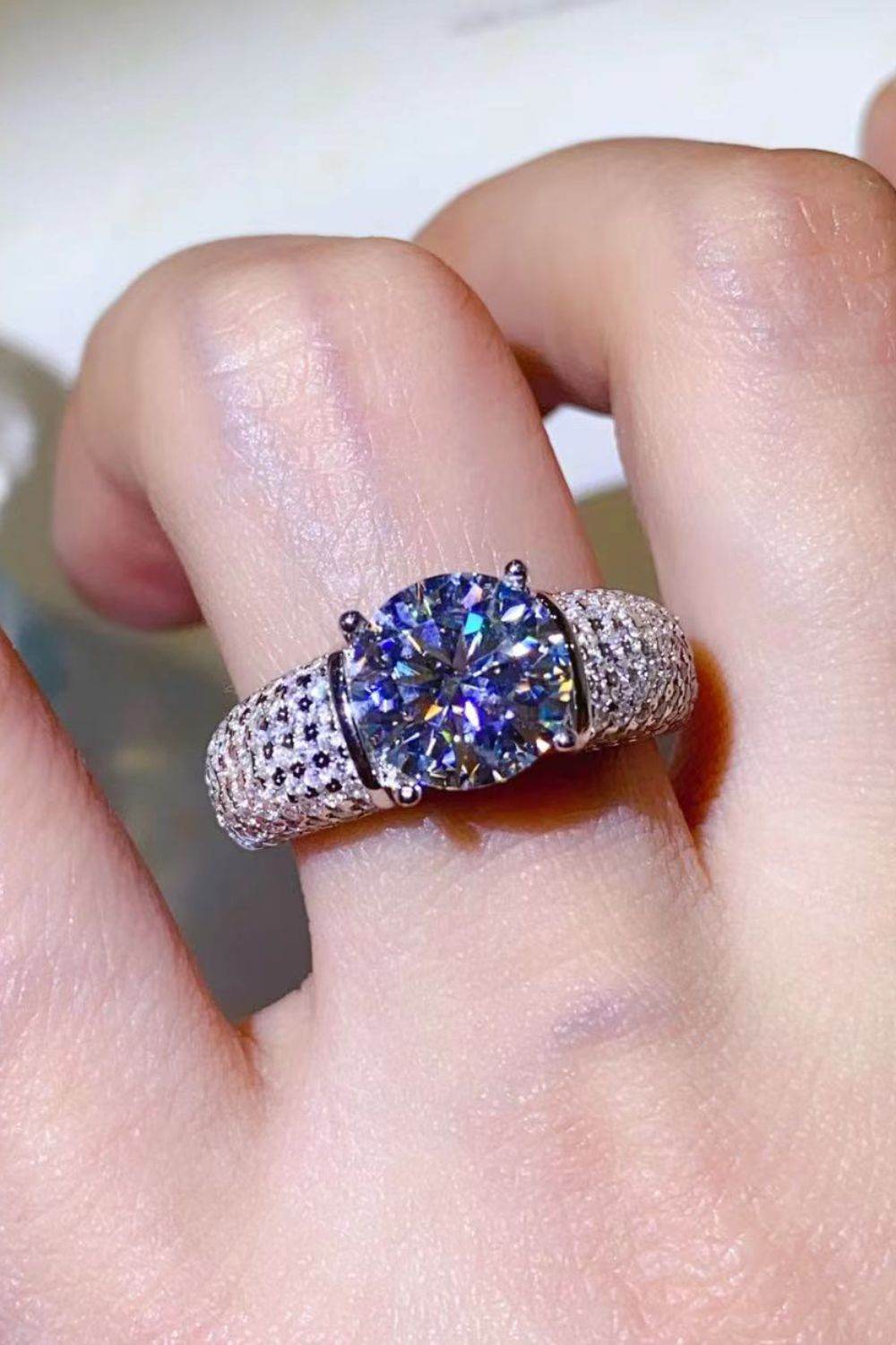 3 Carat Moissanite Side Stone Ring - Tredona LLC