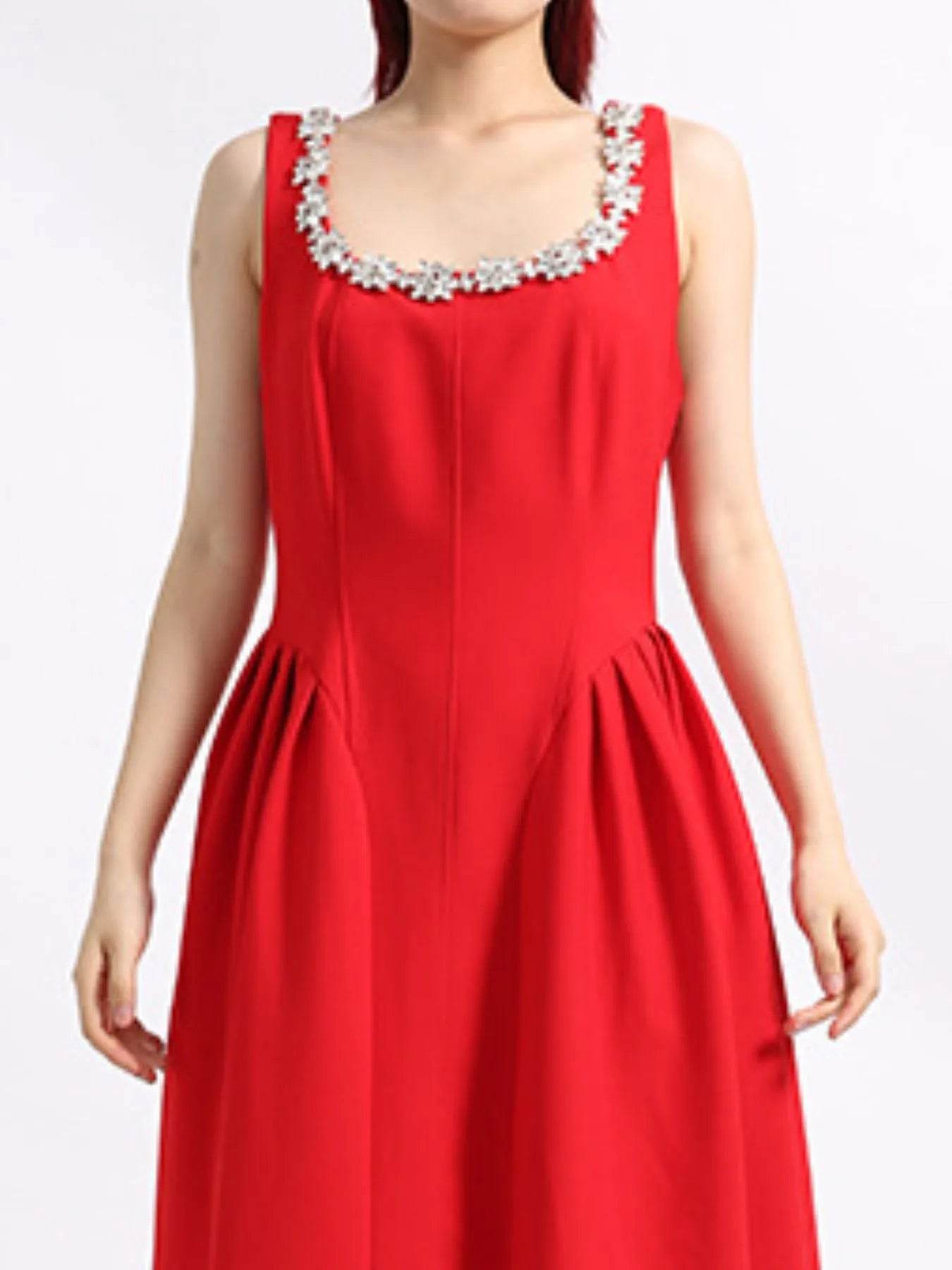Flower Scoop Neck Sleeveless Dress - Tredona LLC