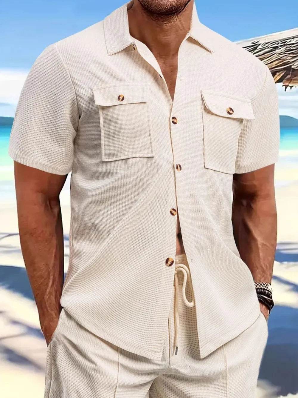 Men's Full Size Button Down Short Sleeve Shirt Plus Size - Tredona LLC