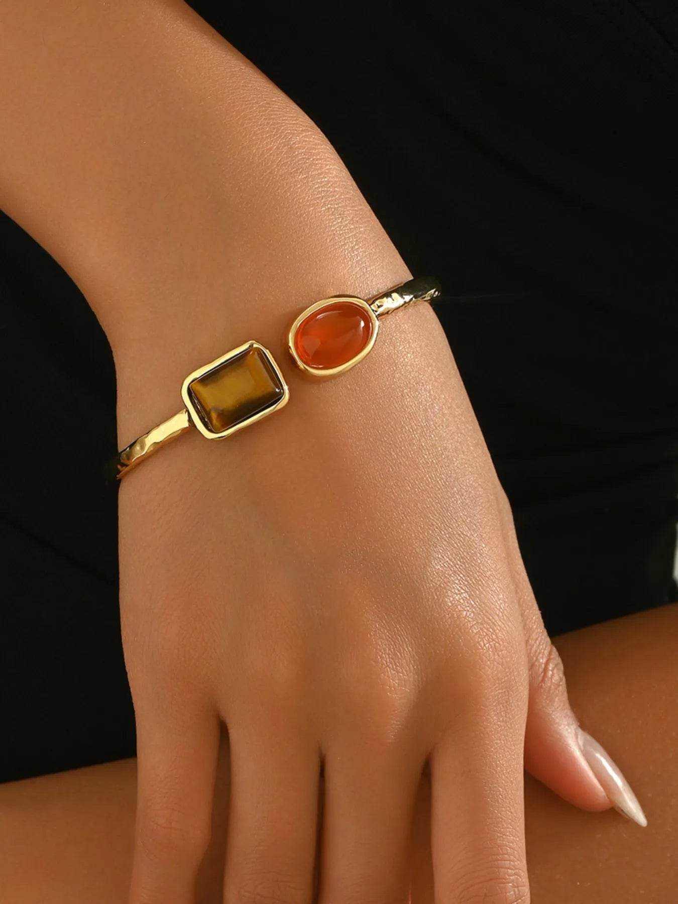 18K Gold-Plated Geometric Open Bracelet - Tredona LLC