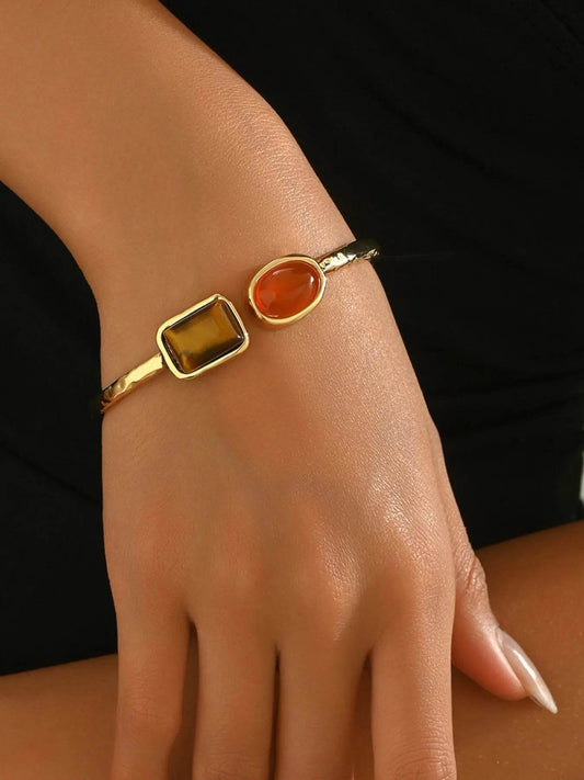 18K Gold-Plated Geometric Open Bracelet - Tredona LLC