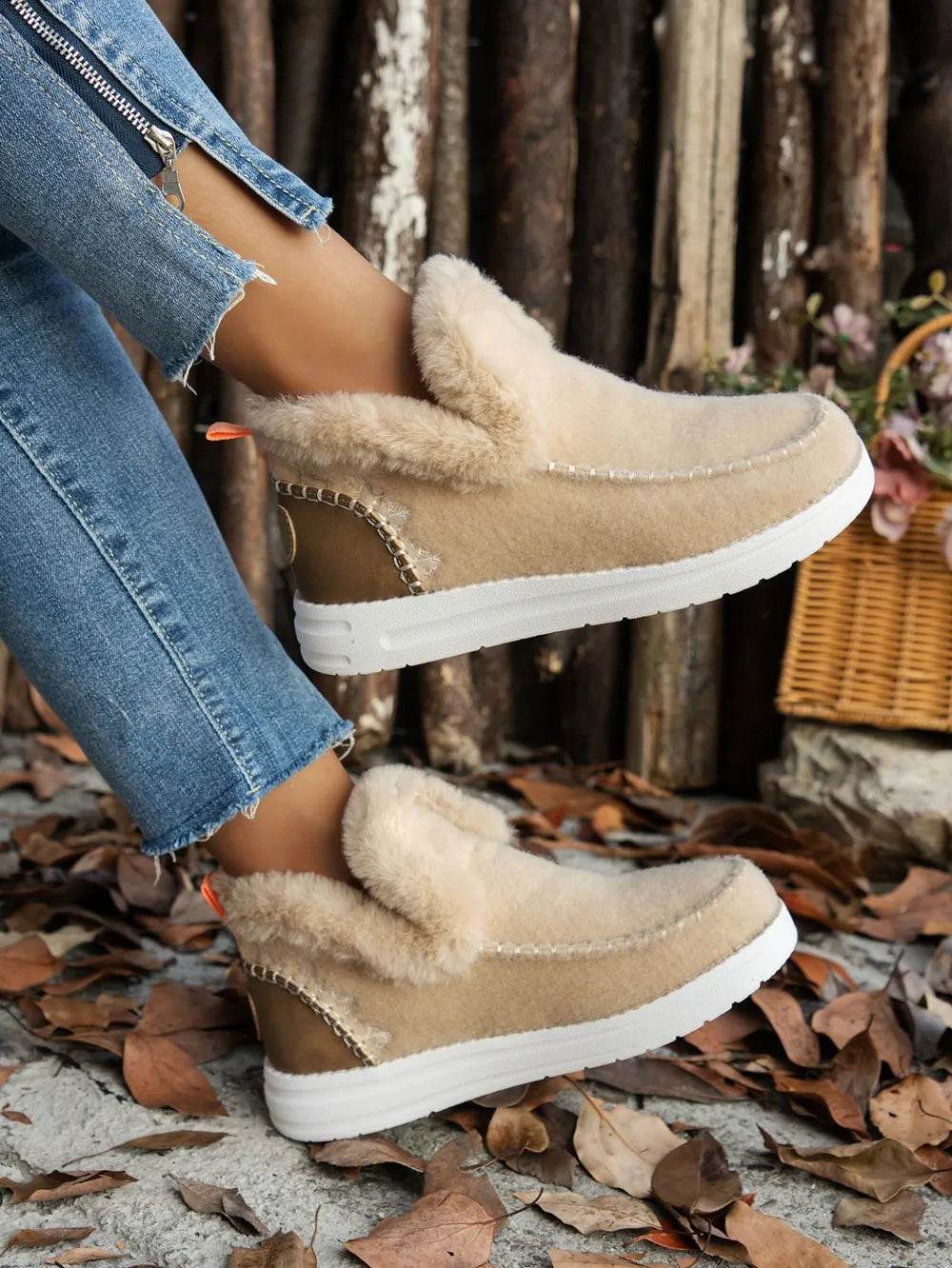 Furry Suede Round Toe Flat Sneakers - Tredona LLC