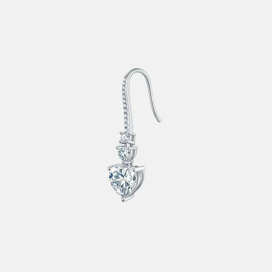 5.44 Carat 925 Sterling Silver Moissanite Heart Drop Earrings - Tredona LLC