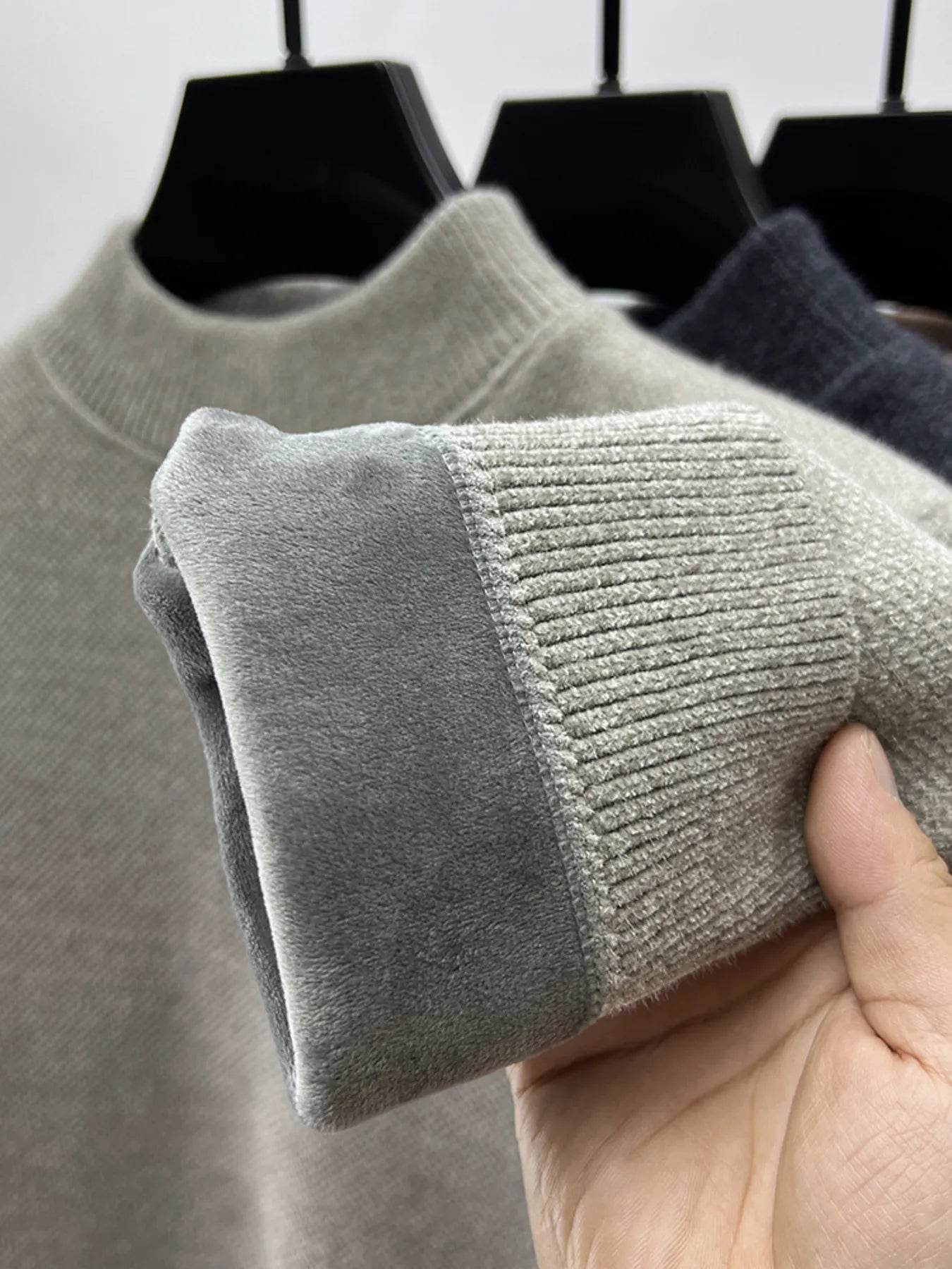 Men's Plus Size Ribbed Hem Long Sleeve Sweater - Tredona LLC