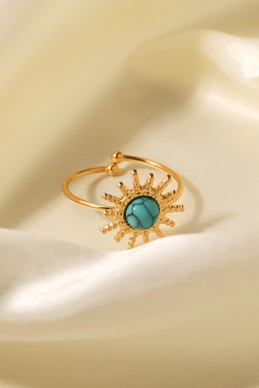 Natural Stone Sun Shape Open Ring - Tredona LLC
