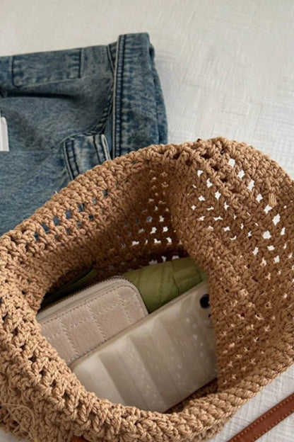 Openwork Woven Tote Bag - Tredona LLC