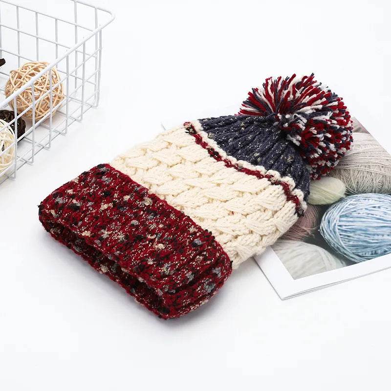 Contrast Thermal Hat with Pompom - Tredona LLC