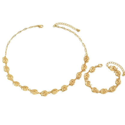 18K Gold-Plated Spiral Neclace and Bracelet Jewelry Set - Tredona LLC