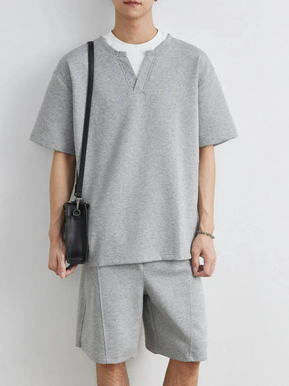 Men's Plus Size Half Sleeve Top and Shorts Set - Tredona LLC