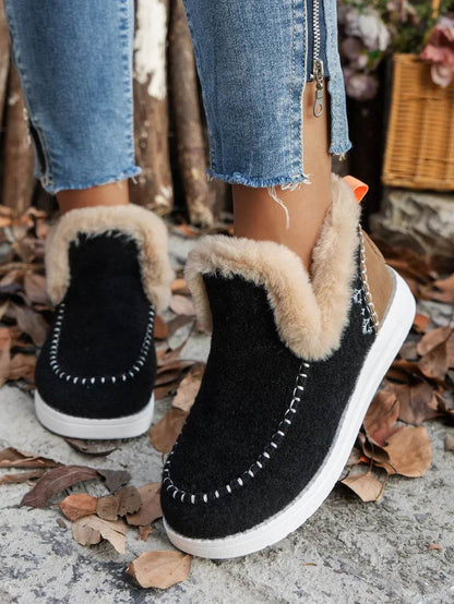 Furry Suede Round Toe Flat Sneakers - Tredona LLC