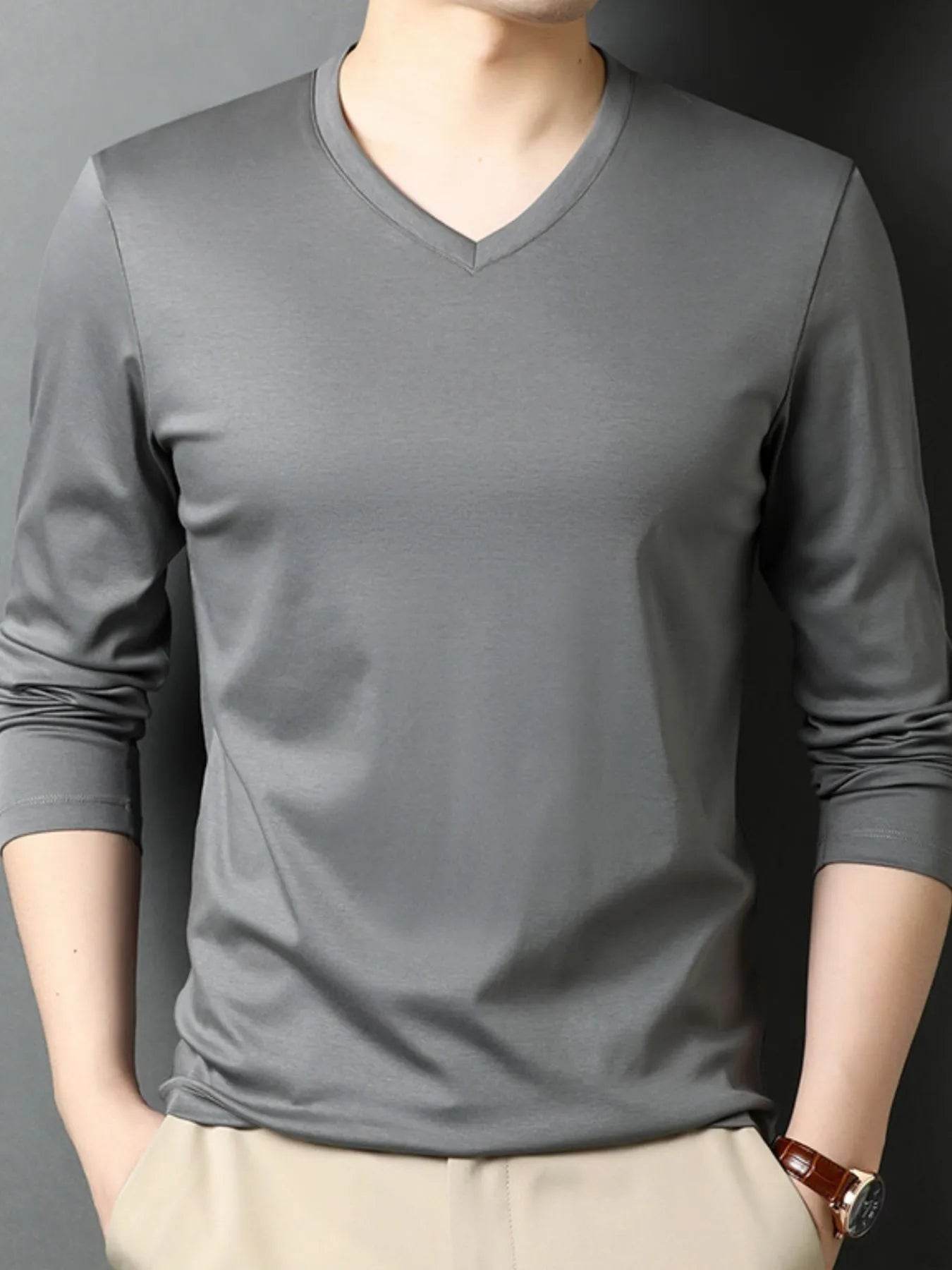 Men's V-Neck Long Sleeve T-Shirt - Tredona LLC