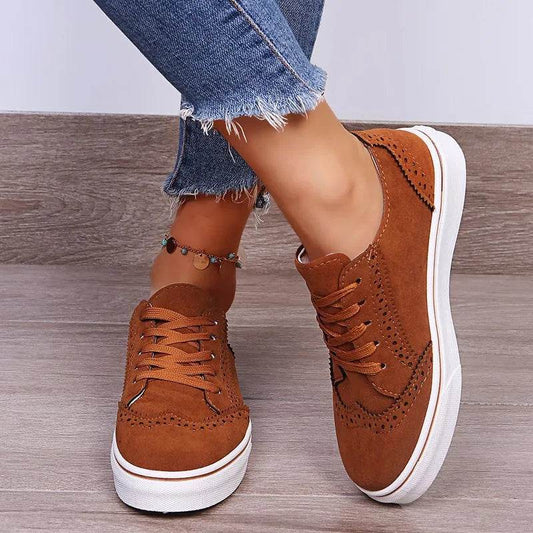 Lace-Up Suedette Flat Sneakers - Tredona LLC