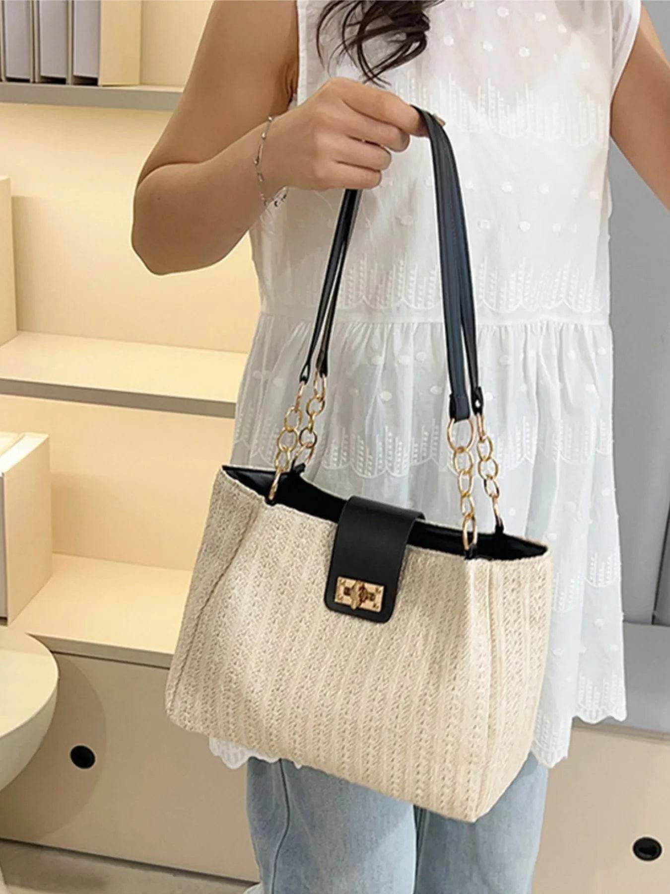 Woven Straw Shoulder Bag - Tredona LLC