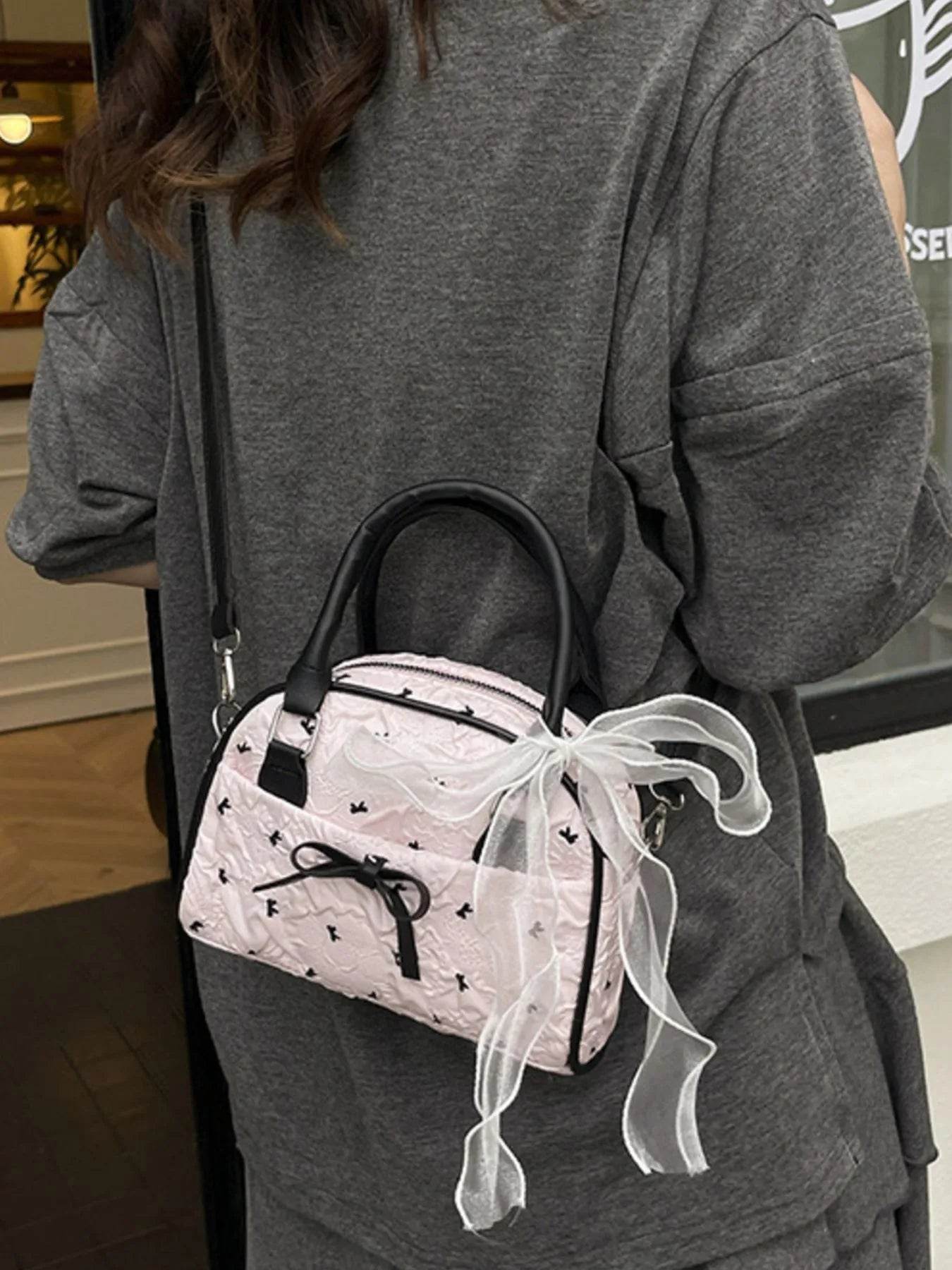 Ruched Bow Crossbody Bag - Tredona LLC