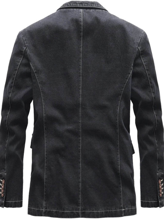 Men's Full Size Lapel Collar Long Sleeve Blazer Plus Size - Tredona LLC