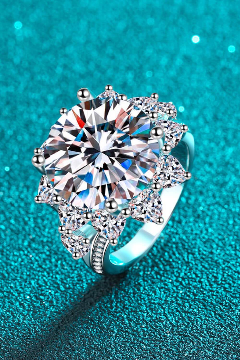 10 Carat Moissanite Flower-Shaped Ring - Tredona LLC