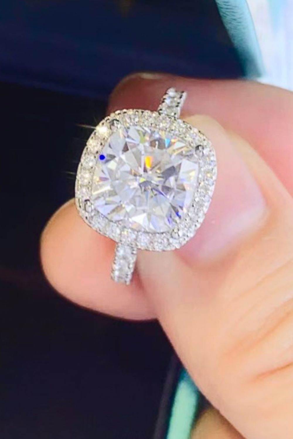 3 Carat Moissanite 925 Sterling Silver Square Ring - Tredona LLC