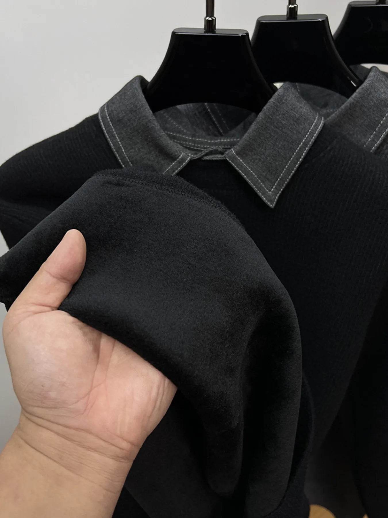 Men's Plus Size Ribbed Knit Collared Neck Sweater - Tredona LLC