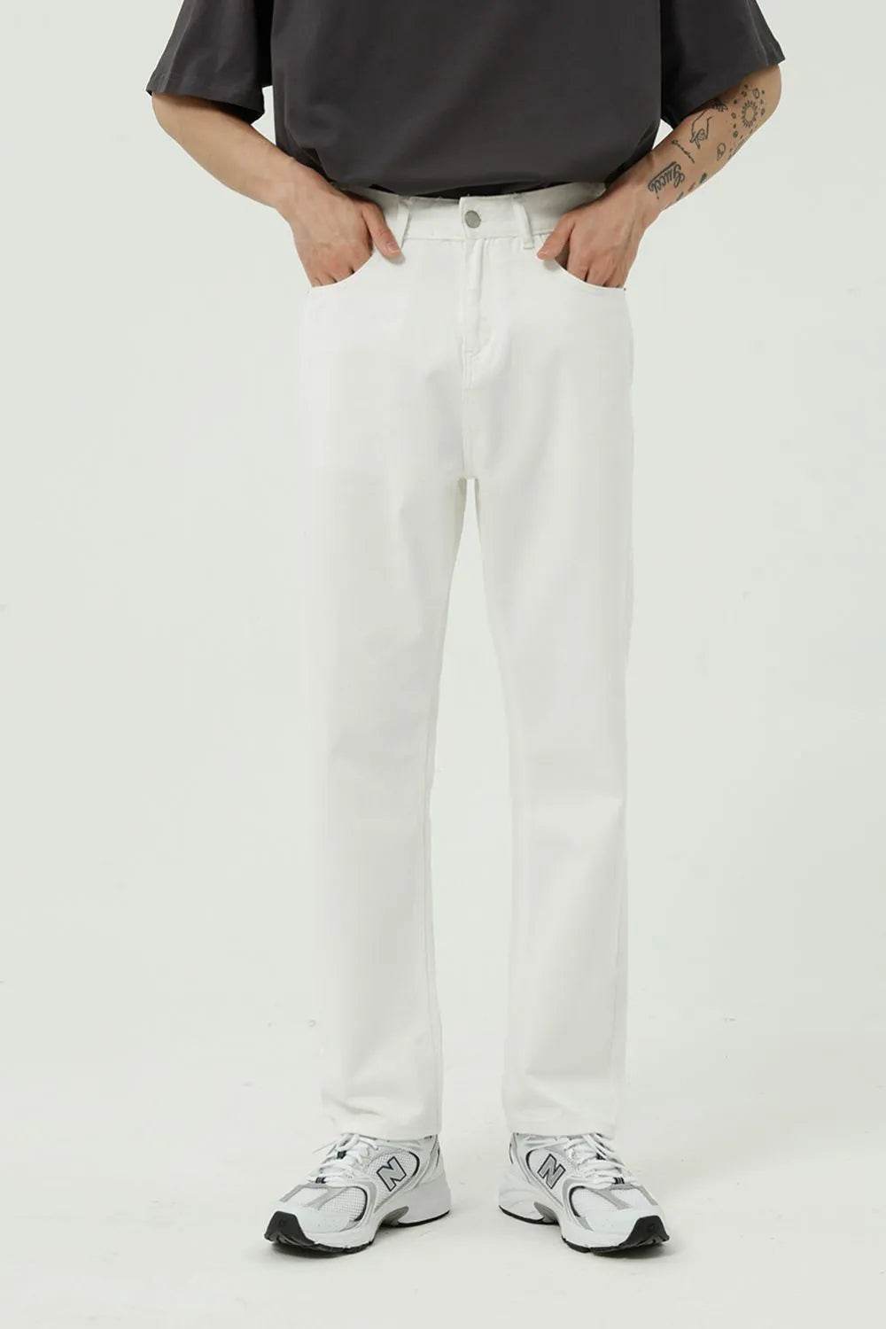Washed Straight-Leg Slim Jeans - Tredona LLC