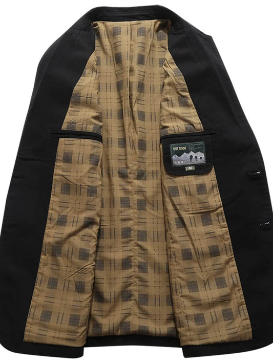 Men's Plus Size Button Up Long Sleeve Blazer - Tredona LLC