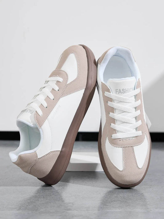 Contrast Lace-Up Casual Sneakers - Tredona LLC