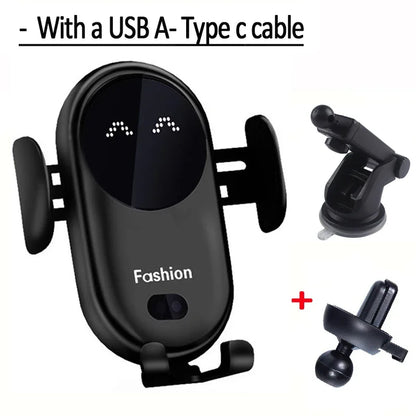 Fast Automatic Clamping Infrared Induction Car Wireless Charger Stand for iPhone 16 15 14 13 Pro Max Samsung Galaxy S25 S24 Plus