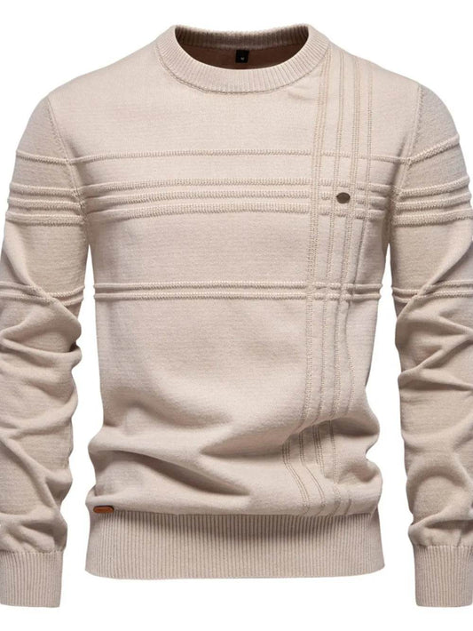 Men's Round Neck Striped Sweater - Tredona LLC