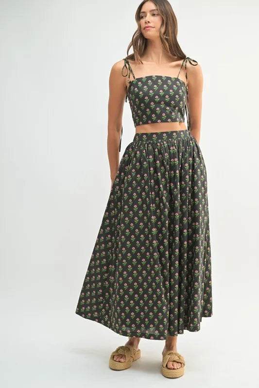 MABLE Floral Crop Top and Skirt Set - Tredona LLC