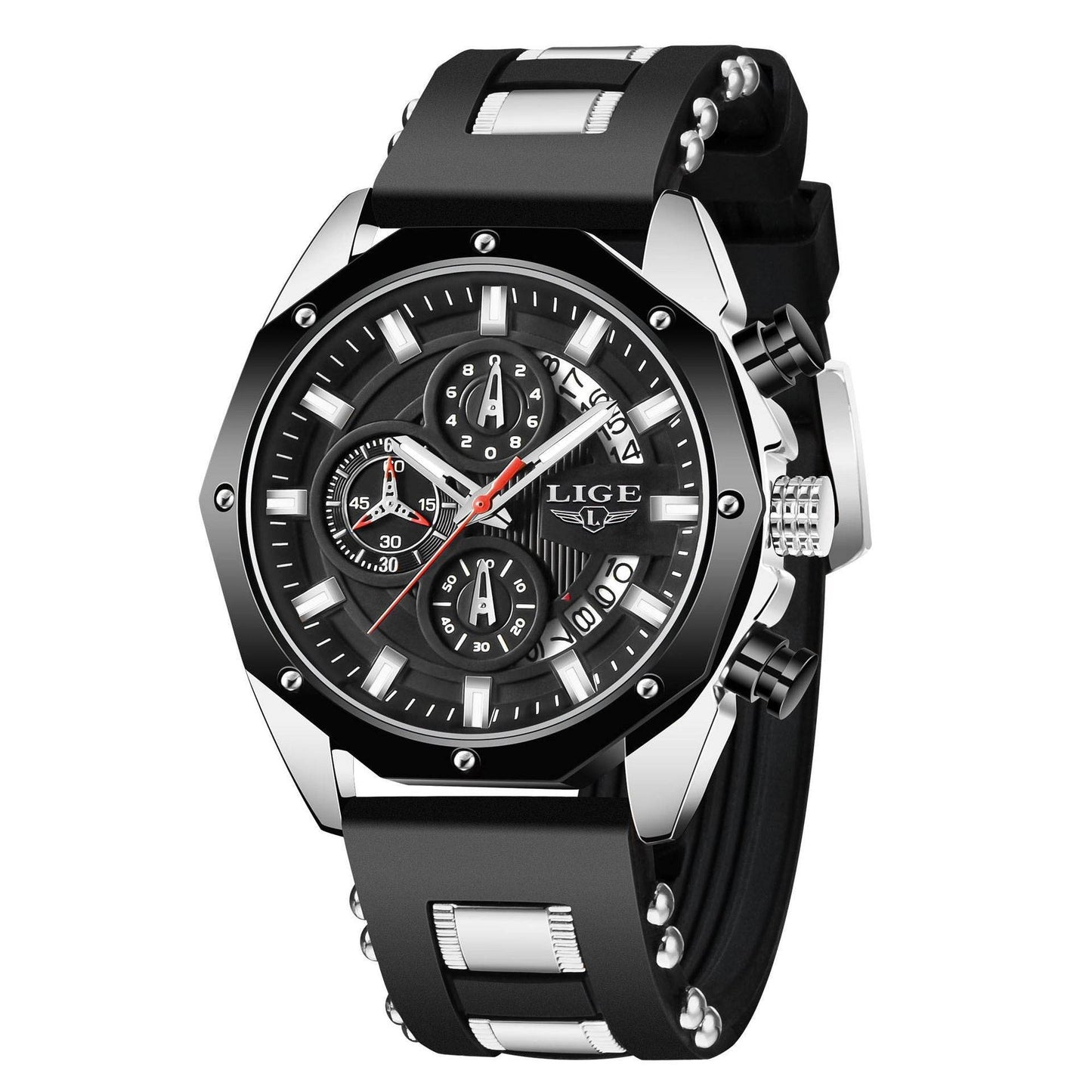 Fashion Mens Watches Top Brand Luxury Silicone Sport Watch Men Quartz Date Clock Waterproof Wristwatch Chronograph - Tredona LLC