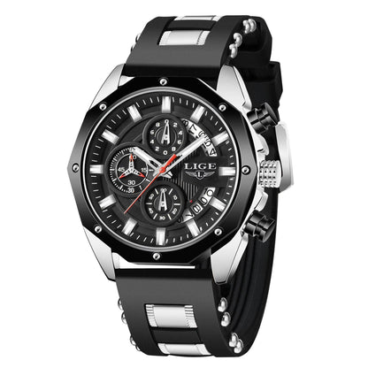 Fashion Mens Watches Top Brand Luxury Silicone Sport Watch Men Quartz Date Clock Waterproof Wristwatch Chronograph - Tredona LLC