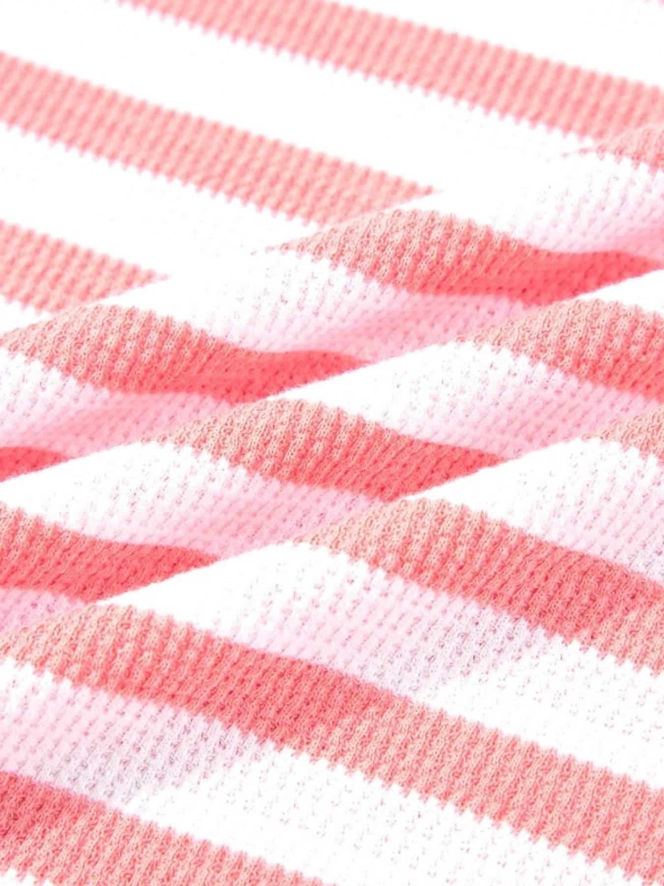 Striped Long Sleeve Ribbed Blouse - Tredona LLC