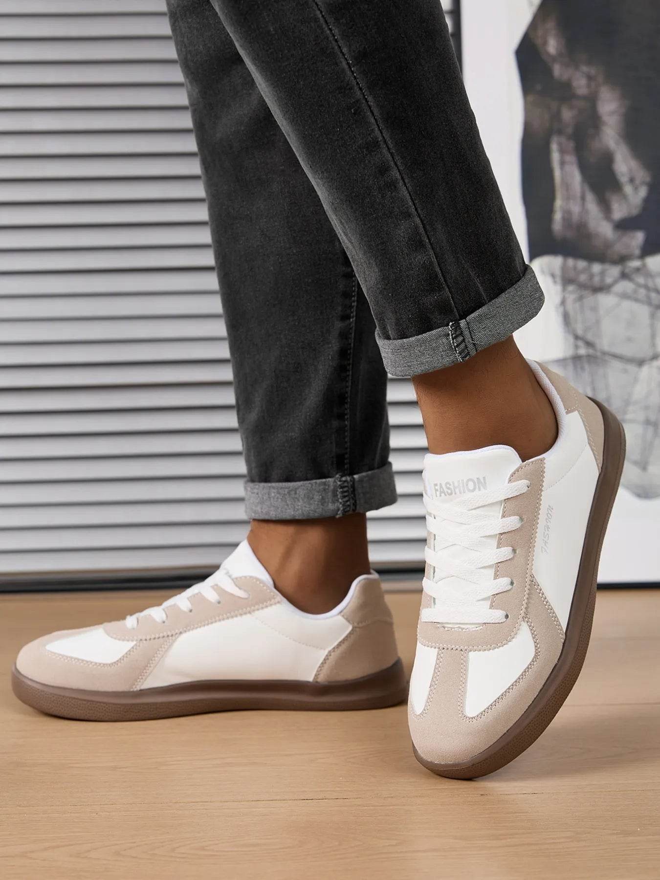 Contrast Lace-Up Casual Sneakers - Tredona LLC