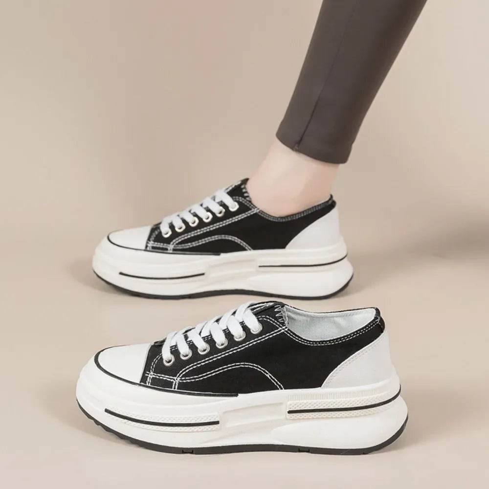 Tied Round Toe Platform Sneakers - Tredona LLC